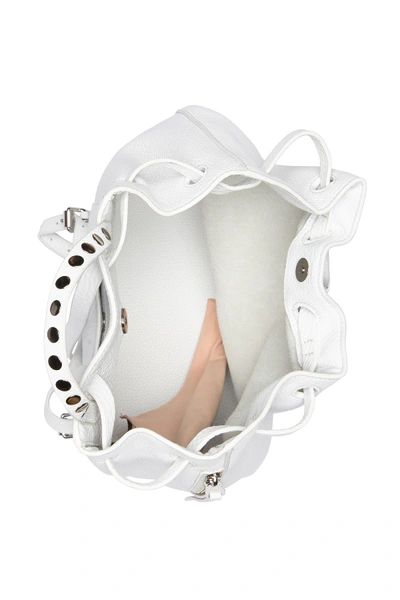 Shop Rebecca Minkoff Blythe Drawstring Leather Backpack In Optic White