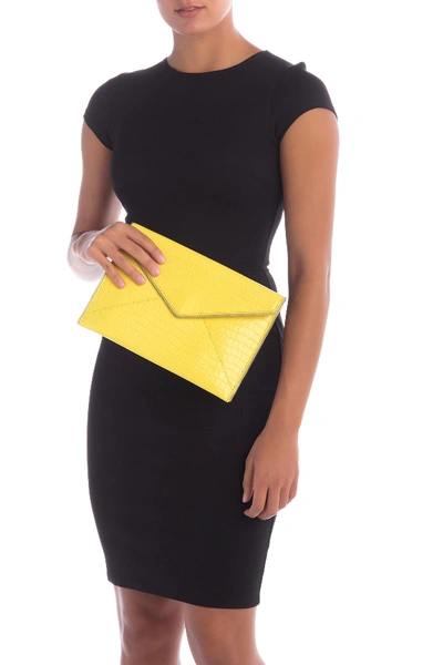 Shop Rebecca Minkoff Leo Croc Embossed Leather Envelope Clutch In Capr Yellow