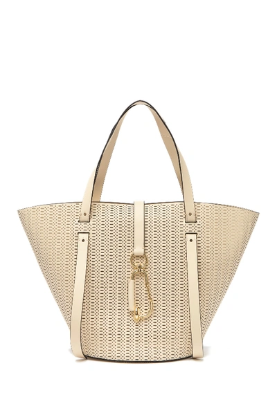 Shop Zac Zac Posen Belay Perforated Calfskin Leather Tote In White Open