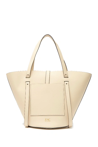 Shop Zac Zac Posen Belay Perforated Calfskin Leather Tote In White Open