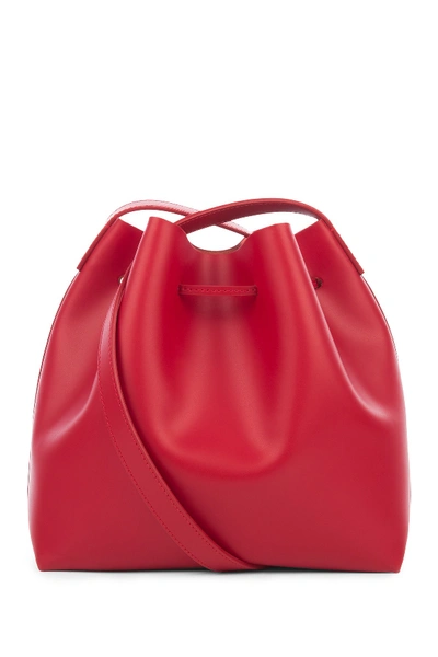 Shop Lancaster Matte Smooth Leather Bucket Bag In Red