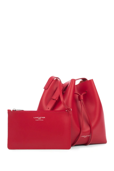 Shop Lancaster Matte Smooth Leather Bucket Bag In Red