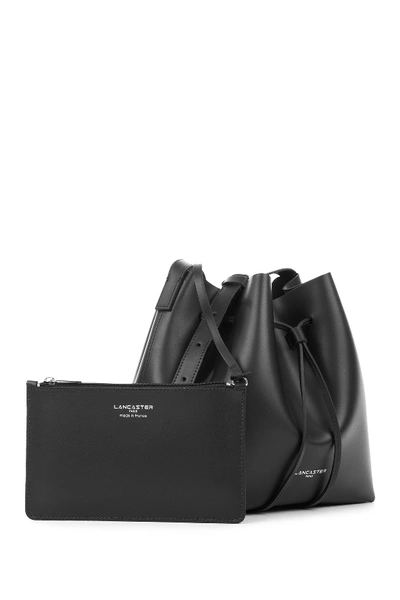 Shop Lancaster Matte Smooth Leather Bucket Bag & Pouch In Black
