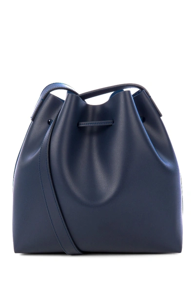 Shop Lancaster Matte Smooth Leather Bucket Bag In Dark Blue
