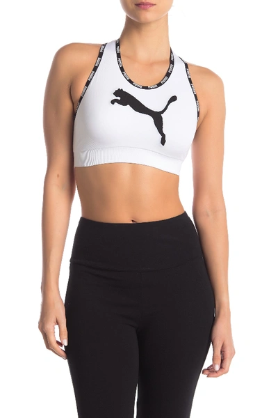 Shop Puma Seamless Sports Bra In White/black