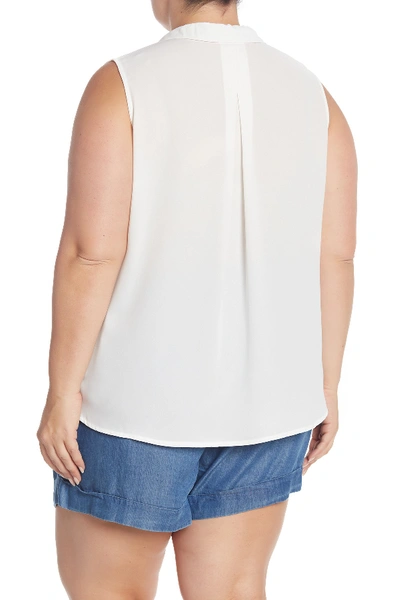 Shop Catherine Catherine Malandrino Sleeveless Button Up Blouse (plus Size) In White