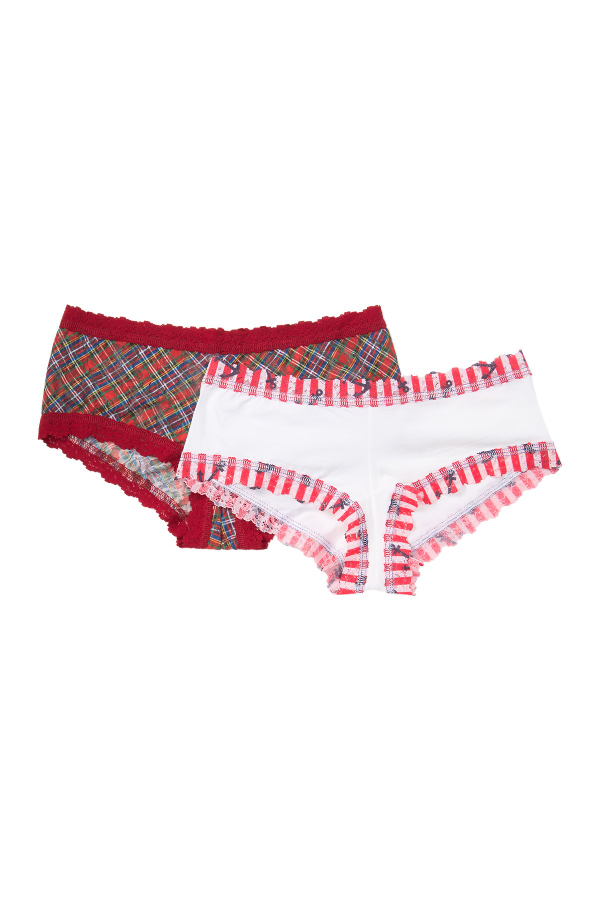 Hanky Panky Lace Boyshorts Panties Pack Of 2 In Wht/anchor Red Tart ModeSens