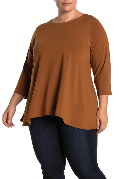 Shop T Tahari High/low Hem 3/4 Sleeve Top (plus Size) In Sienna