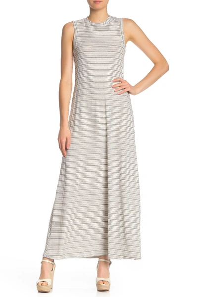 Shop Nsr Yazmin Knit Maxi Dress In Grey/white Stripe