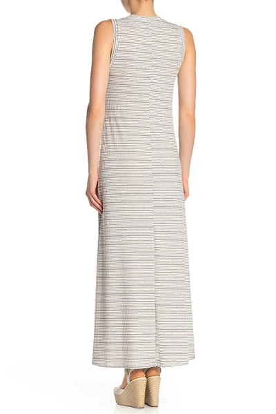 Shop Nsr Yazmin Knit Maxi Dress In Grey/white Stripe