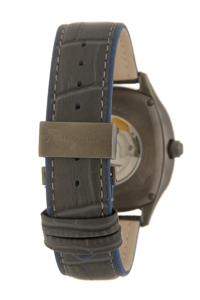 Shop Ferragamo Men's Time Croc Embossed Leather Strap Watch, 41mm In Gun