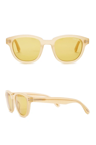 Shop Tom Ford Garett 49mm Round Sunglasses In Beigo/brn