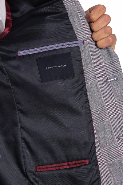 Shop Tommy Hilfiger Red/white/black Glen Plaid Two Button Notch Lapel Linen Regular Fit Suit Separates Jacket
