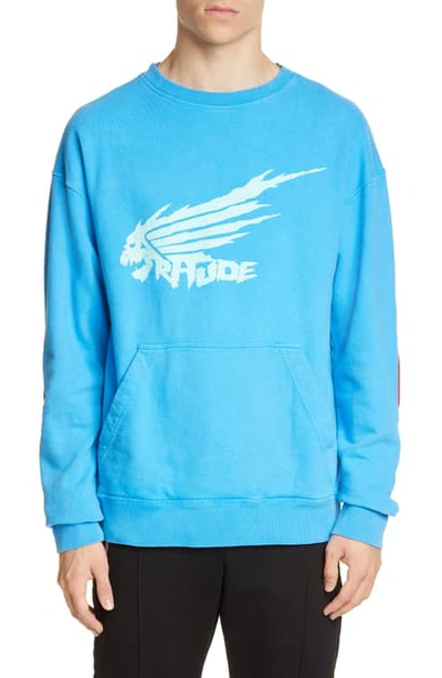 Shop Rhude Dragon Crewneck Sweatshirt In Blue
