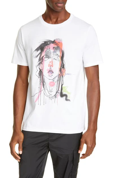 Shop Neil Barrett X Julie Verhoeven Abstract Face Graphic T-shirt In White/pink/red