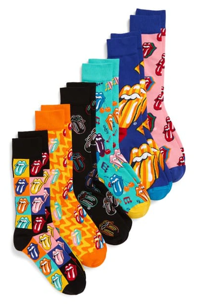 Shop Happy Socks Rolling Stones 6-pack Socks In Pink