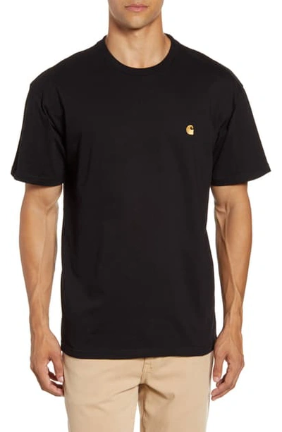 Shop Carhartt Chase Crewneck T-shirt In Brick Orange / Gold