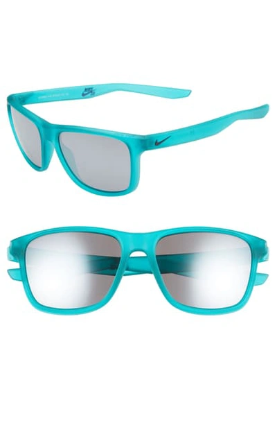 Shop Nike Flip 53mm Mirrored Sunglasses - Matte Clear Jade/ Grey