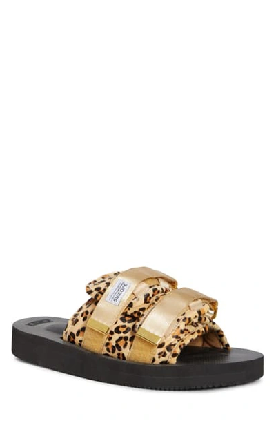 Shop Suicoke Moto Vhl Genuine Calf Hair Slide Sandal In Leopard