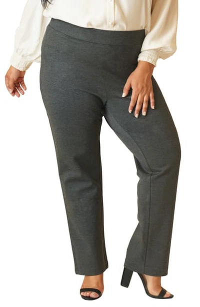 Shop Maree Pour Toi Straight Leg Compression Knit Pants In Charcoal