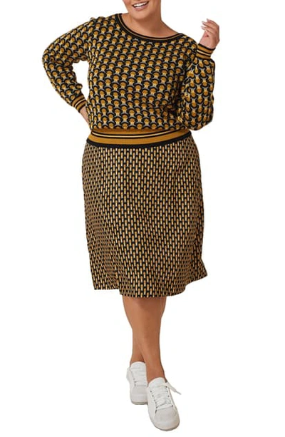 Shop Maree Pour Toi Geo Print Sweater & Skirt Set In Mustard