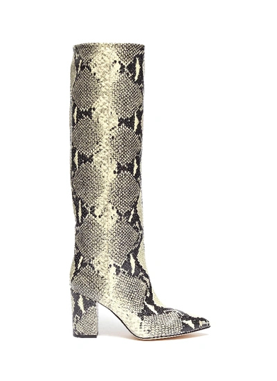 Shop Paris Texas Snake Embossed Leather Knee High Boots In Animal Print