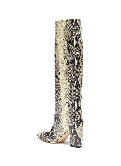 Shop Paris Texas Snake Embossed Leather Knee High Boots In Animal Print