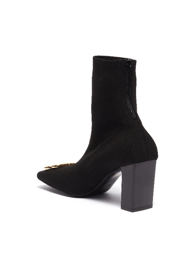 Shop Balenciaga 'double Square' Logo Plaque Knit Ankle Boots