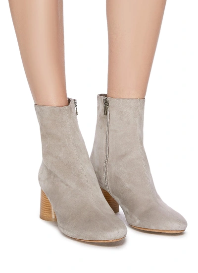 Shop Vince 'tasha' Wooden Heel Suede Ankle Boots In Grey