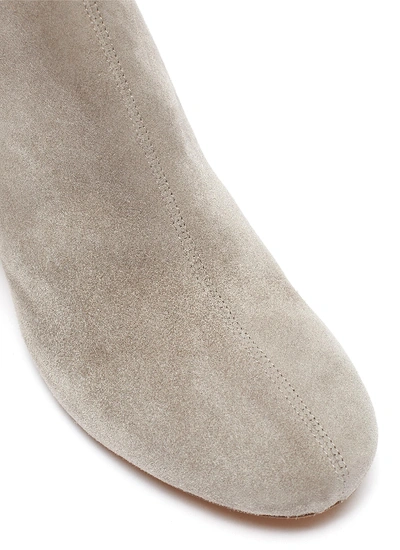 Shop Vince 'tasha' Wooden Heel Suede Ankle Boots In Grey