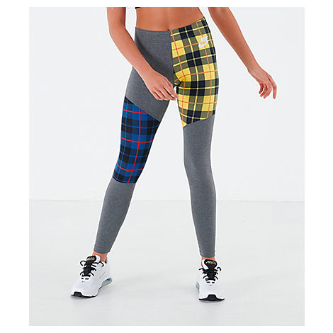 nike plaid leggings yellow