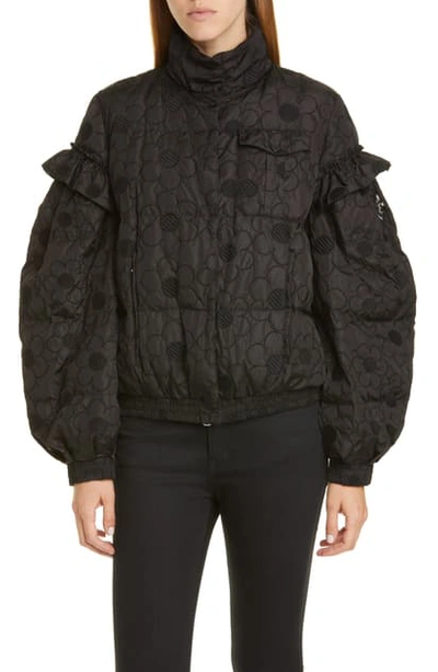Shop Moncler Genius X 4 Simone Rocha Floral Embroidered Puffer Jacket In Black