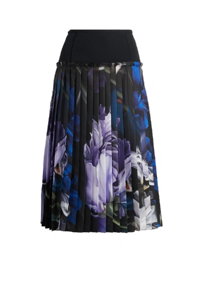Shop Roberto Cavalli Marchito Print Pleated Skirt In Black
