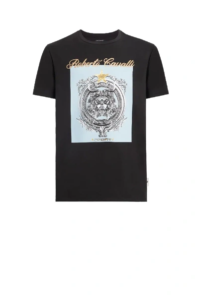 Shop Roberto Cavalli Logo Insignia Print T-shirt In Black