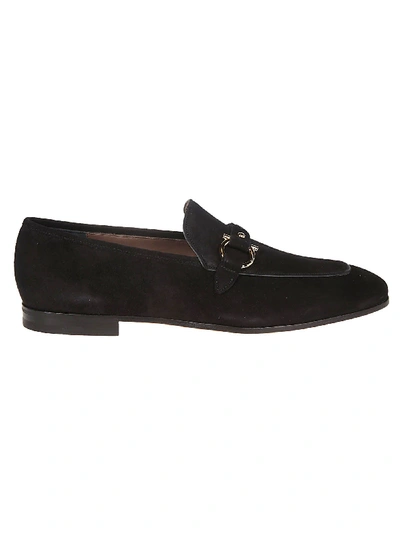 Shop Ferragamo Black Suede Loafers