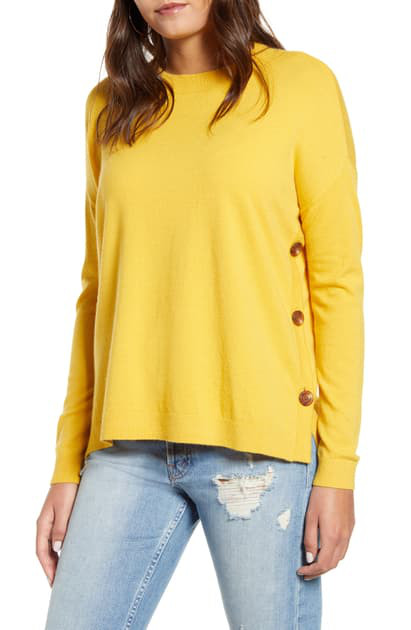Vero Moda Side Button Sweater In Spicy Mustard | ModeSens