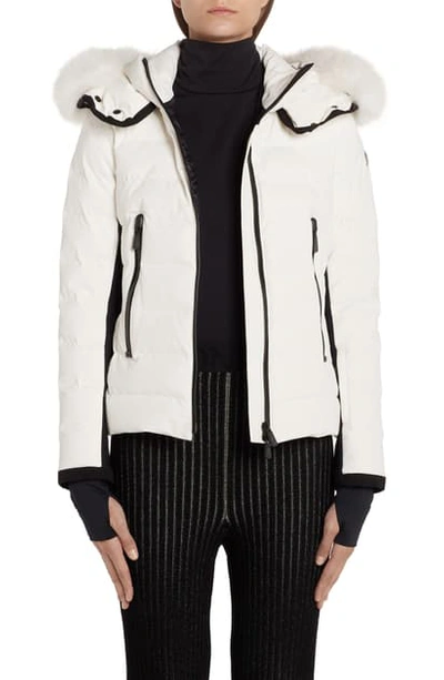 Shop Moncler Lamoura Waterproof Quilted Down Puffer Coat With Removable Genuine Fox Fur Trim In White