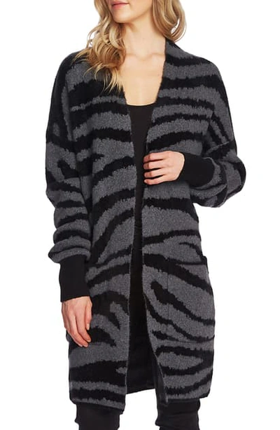 Shop Vince Camuto Zebra Pattern Cardigan In Med Heather Grey