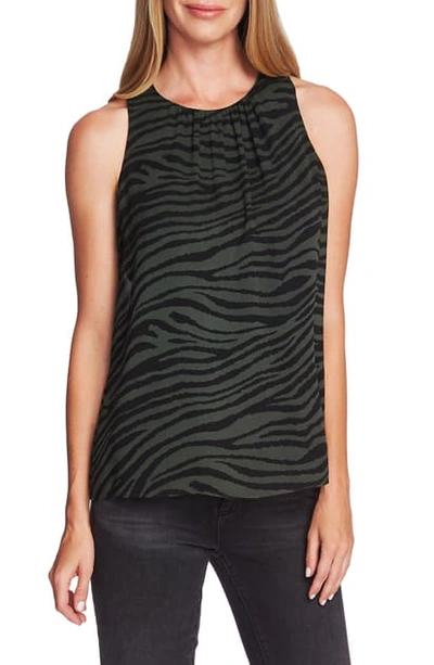 Shop Vince Camuto Tranquil Animal Print Sleeveless Blouse In Dk Willow