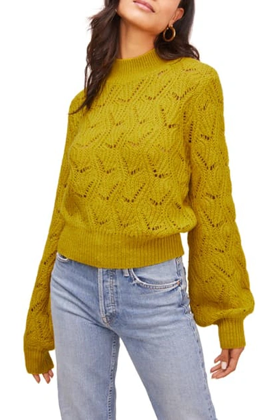 Shop Astr Pointelle Sweater In Citron Yellow
