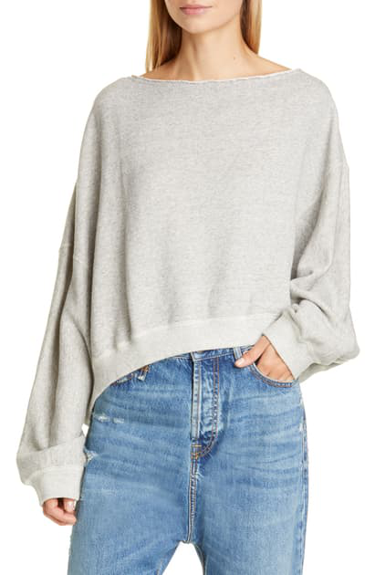 R13 Patti Wide Neck Sweatshirt In Heather Grey | ModeSens