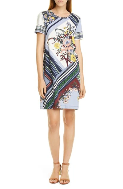 Shop Tory Burch Scarf Print Cotton T-shirt Dress In Homage To The Flower Patchwork