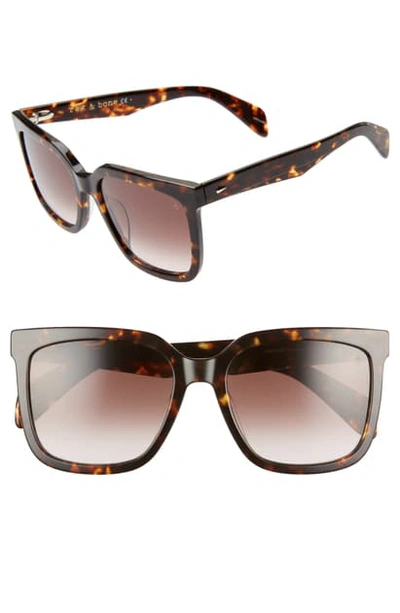 Shop Rag & Bone 56mm Square Sunglasses - Dark Havana/ Brown