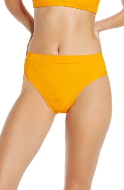 Shop L*space French Cut High Waist Textured Swim Bottoms In Mango