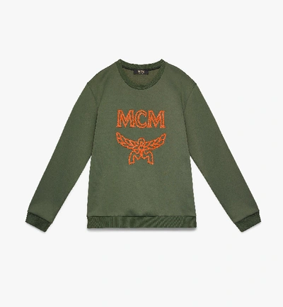 Shop Mcm Women's Logo Sweatshirt In Winter Moss