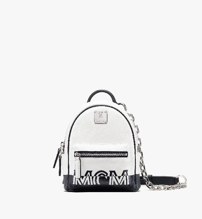 Shop Mcm Mini Crossbody Backpack In Contrast Logo Leather In White