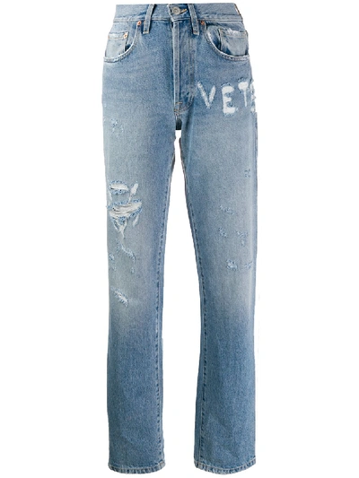 Shop Vetements Logo Jeans In Blue