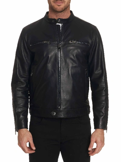 Shop Robert Graham Men's Brando Leather Jacket In Black Size: 4xl By