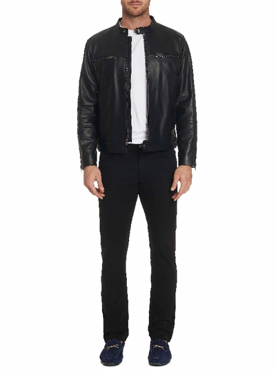 Shop Robert Graham Men's Brando Leather Jacket In Black Size: 4xl By
