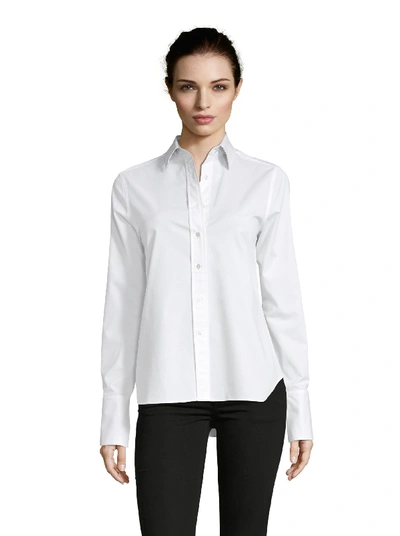Shop Robert Graham Women's Priscilla Solid Stretch Shirt In White With Mother Of Pearl Buttons Size: Xl By Robert Graha